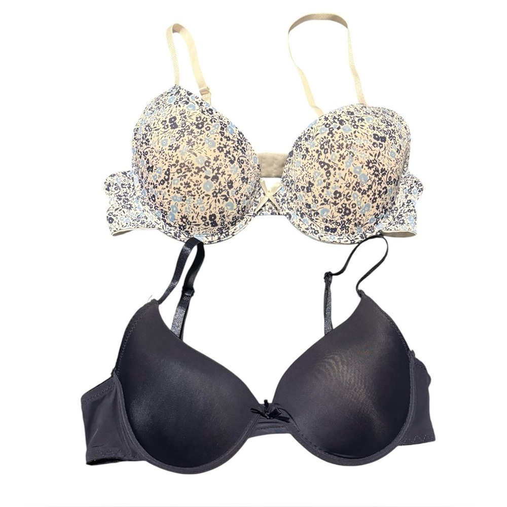 2PC Bra Set Floral and Navy Blue Size 36C